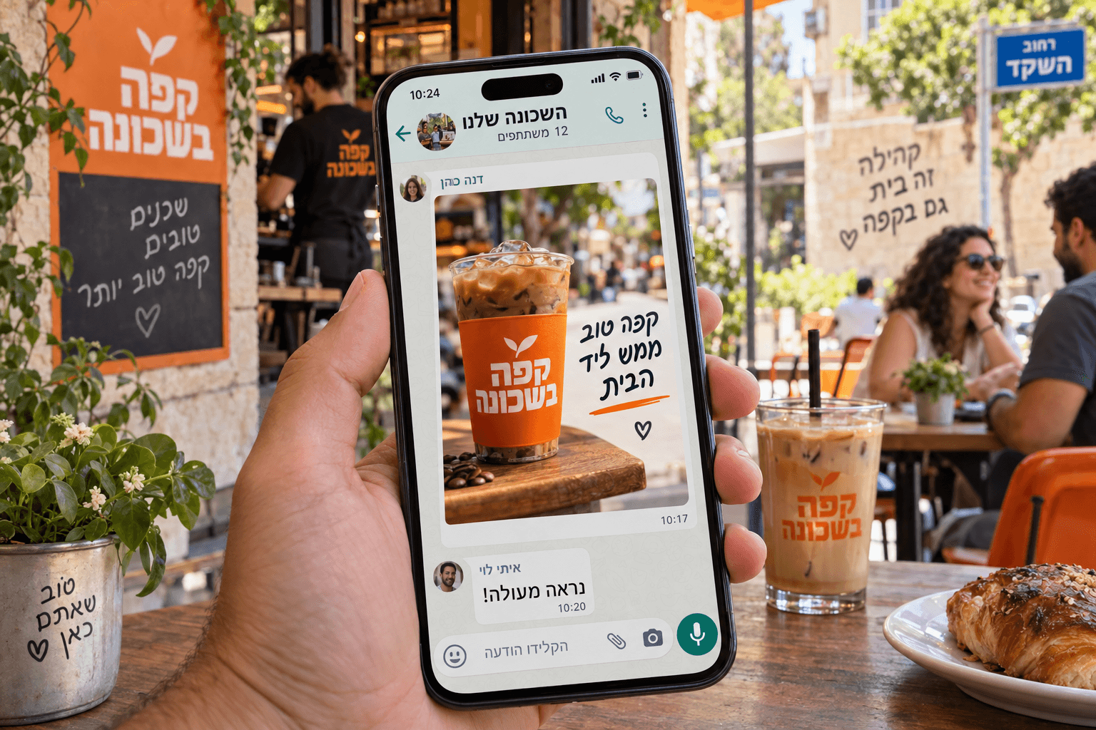 המחשת פרסום לבית קפה דמיוני: קבוצת וואטסאפ
